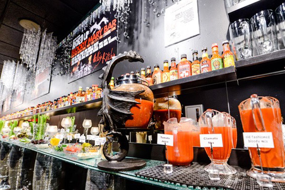 Behold the epic Bloody Mary bar at Hell's Kitchen