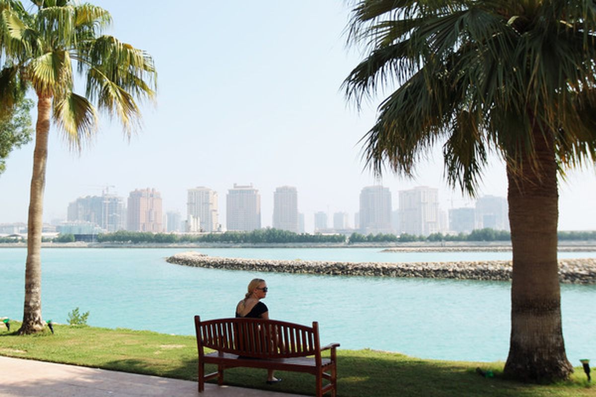 Hmmm...What to do when the 49ers are on a bye-week? Maybe I'll just sit on a bench in Qatar.  (Photo by Bryn Lennon/Getty Images)