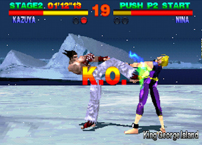 Two characters fight in Tekken