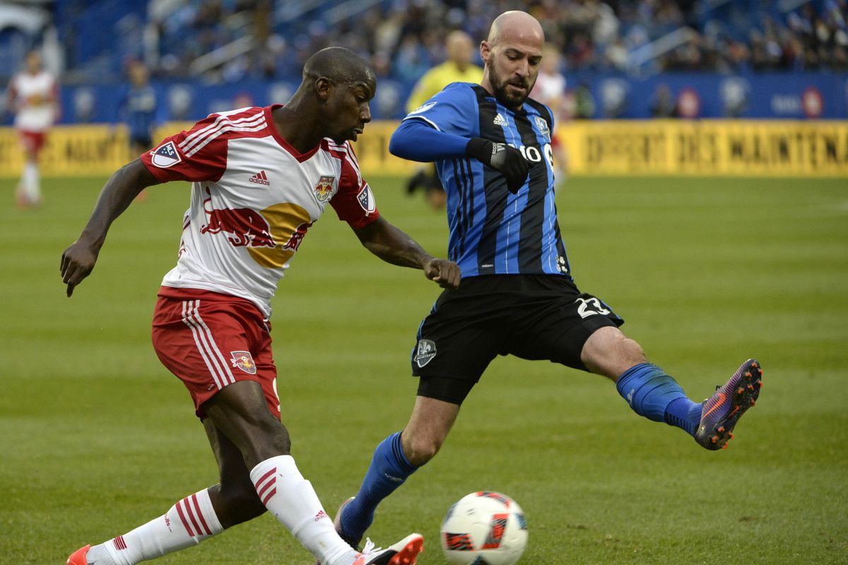Bradley Wright-Phillips attacking the Impact.