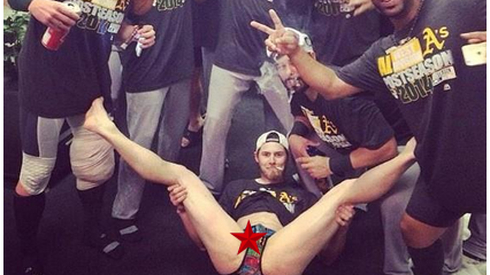 The Oakland A's celebrate the playoffs with scrotum - SBNation.com