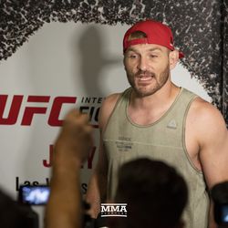 Stipe Miocic answers questions at UFC 226 workouts.