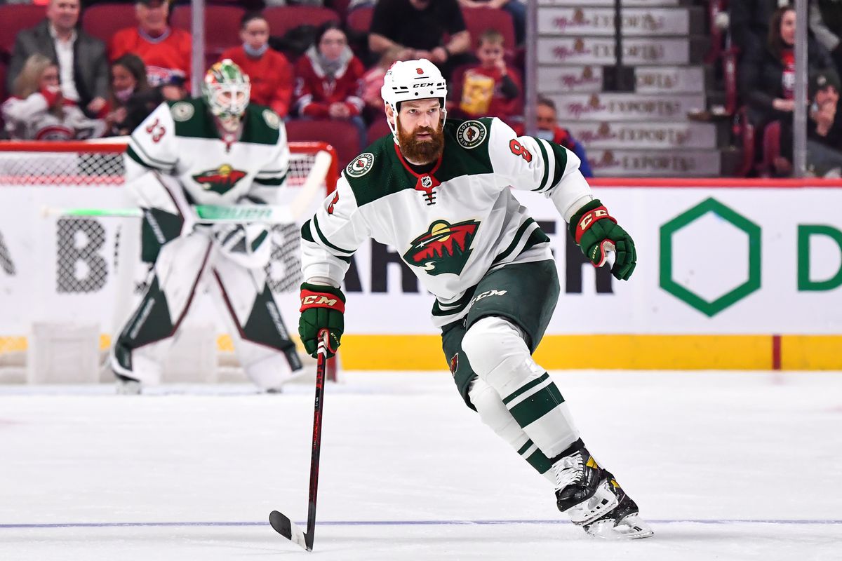 Jordie Benn of the Minnesota Wild skates against the Montreal Canadiens during the first period at Centre Bell on April 19, 2022 in Montreal, Canada.