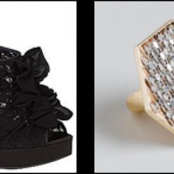 From left, "Washington, DC" shoe in black, $41.99 (orig. $59.99); Hexagon ring, $13.99 (orig. $20)