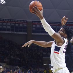 The USF Bulls take on the UConn Huskies in a men’s college basketball game at Gampel Pavilion in Storrs, CT on March 3, 2019.
