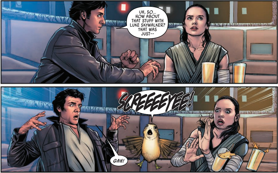 Porgs have infested the Millennium Falcon and keep popping out of the woodwork.