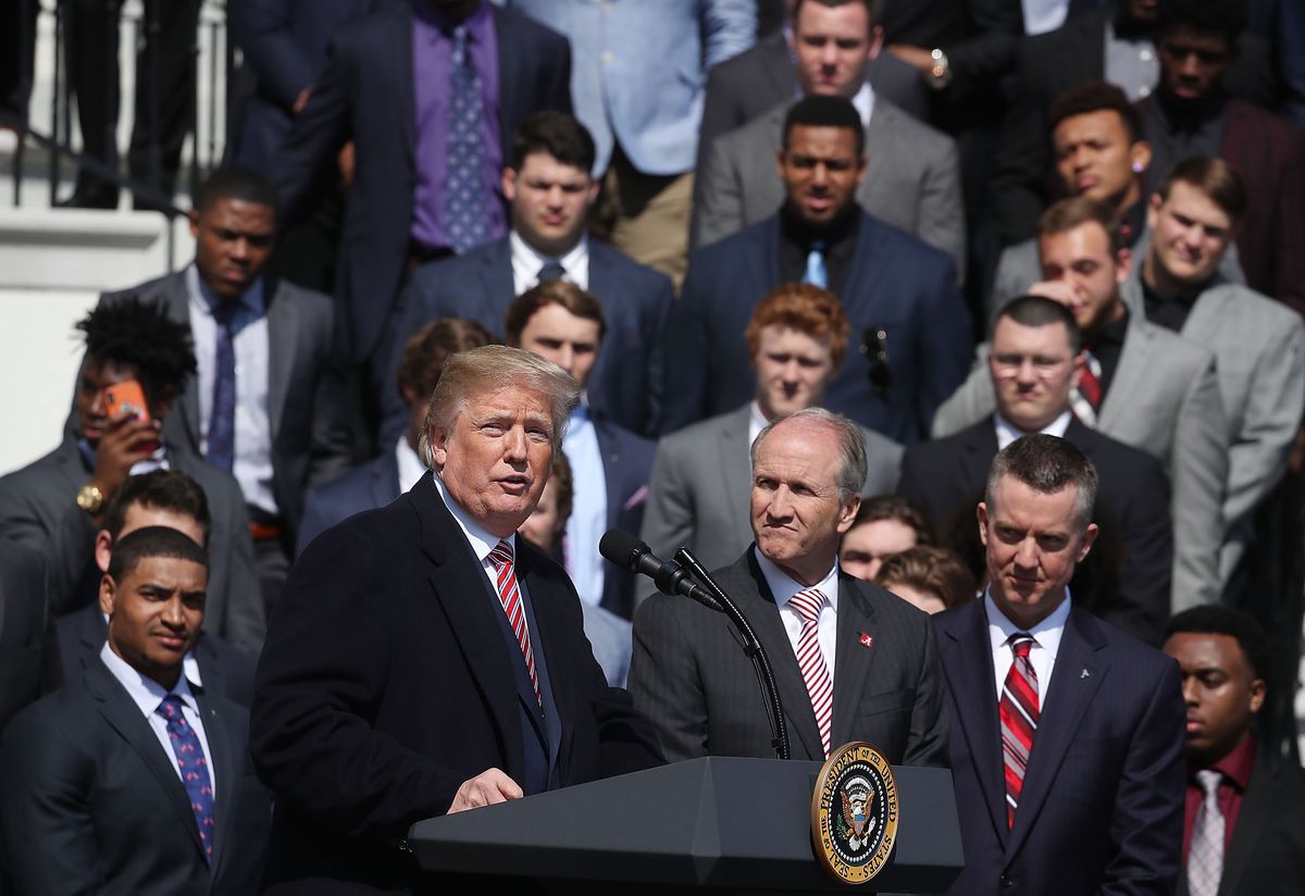 President Trump Hosts College Football Champions The Alabama Crimson Tide At The White House