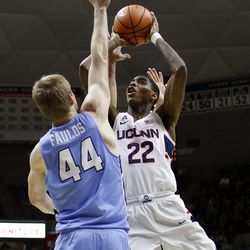 UConn's Terry Larrier (22) during the Columbia Lions vs UConn Huskies men's college basketball game at Gampel Pavilion in Storrs, CT on November 29, 2017.