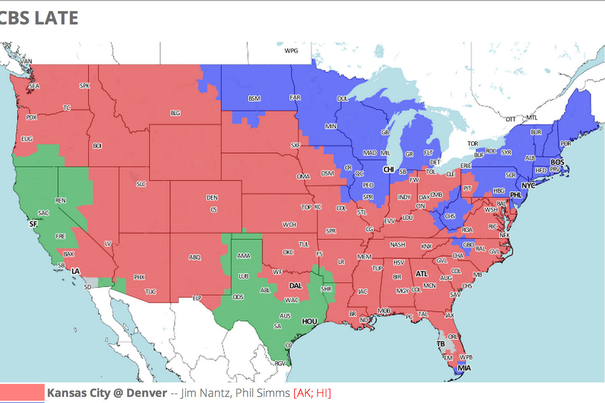 Denver Broncos vs. Kansas City Chiefs: TV Broadcast Map (NFL Week.