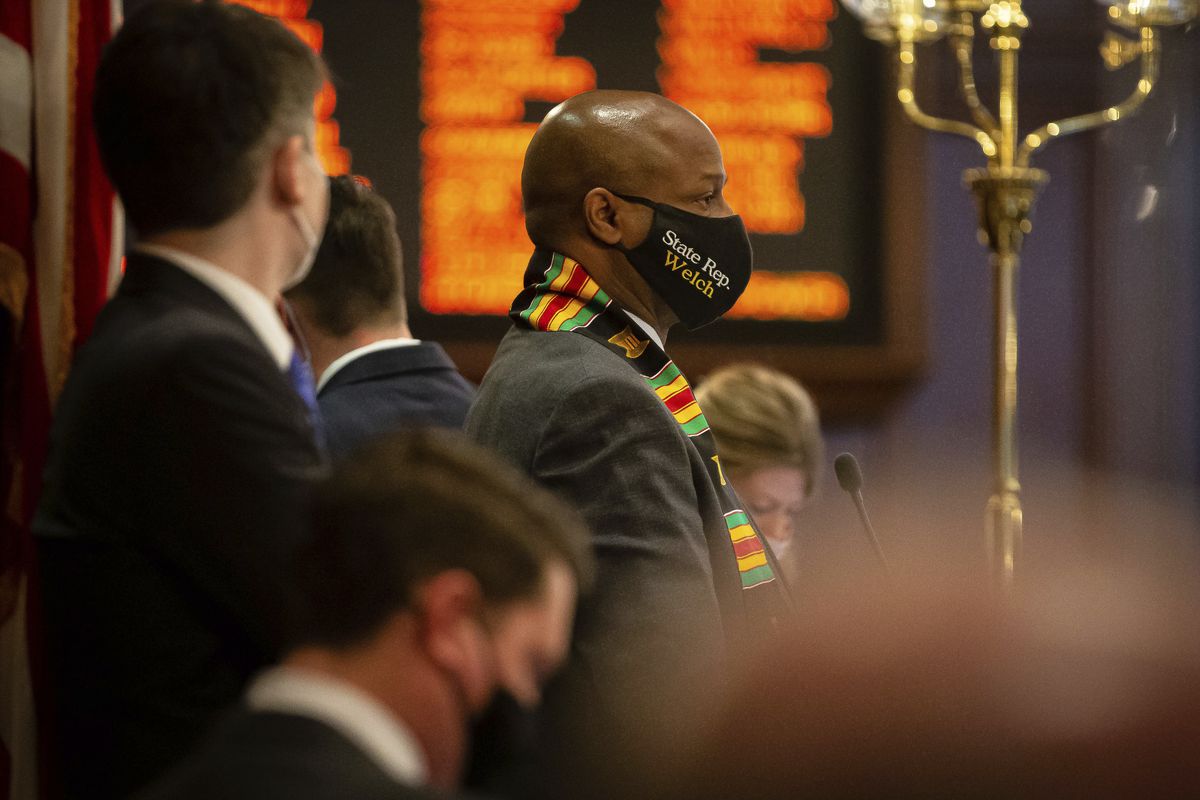 House Speaker Emanuel “Chris” Welch, D-Hillside, during a session on the floor of the Illinois House of Representatives in February.