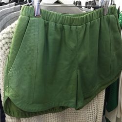 Perforated leather shorts, $235 (originally $775)