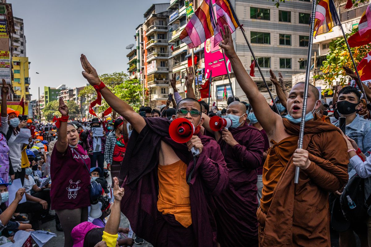 Protesters Take To Yangon’s Streets Despite Martial Law