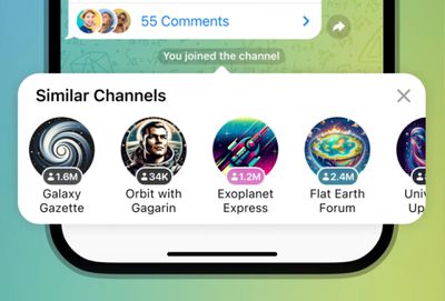 A screengrab of the new Similar Channels feature on Telegram.