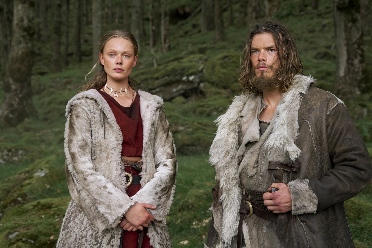 Freydis and Leif stand next to each other looking out toward the distance in Vikings: Valhalla