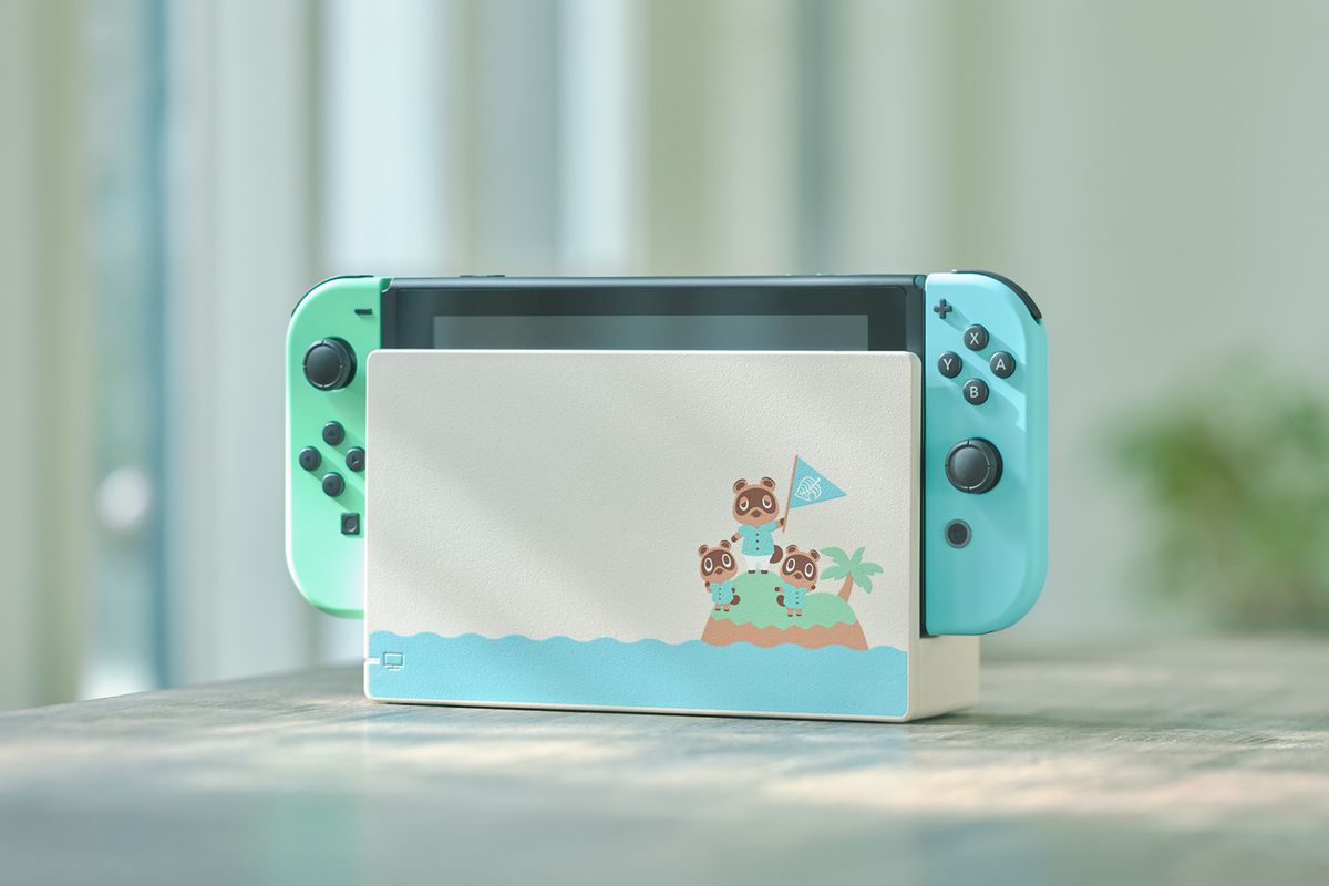 Photo of the Animal Crossing: New Horizons Nintendo Switch hardware in its dock