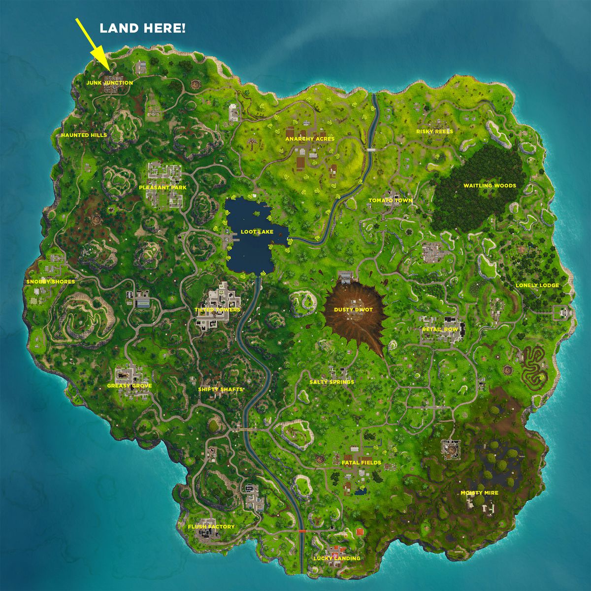 you re going to want to head to junk junction in the northwest corner of the big map - battle stern fortnite