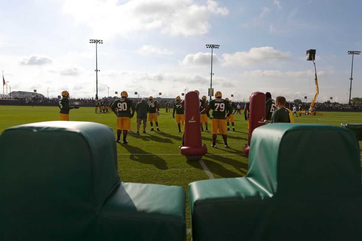 July 26, 2012; Green Bay, WI, USA; The Green Bay Packers defense looks on during training camp practice at Ray Nitschke Field in Green Bay, WI. Mandatory Credit: Jeff Hanisch-US PRESSWIRE