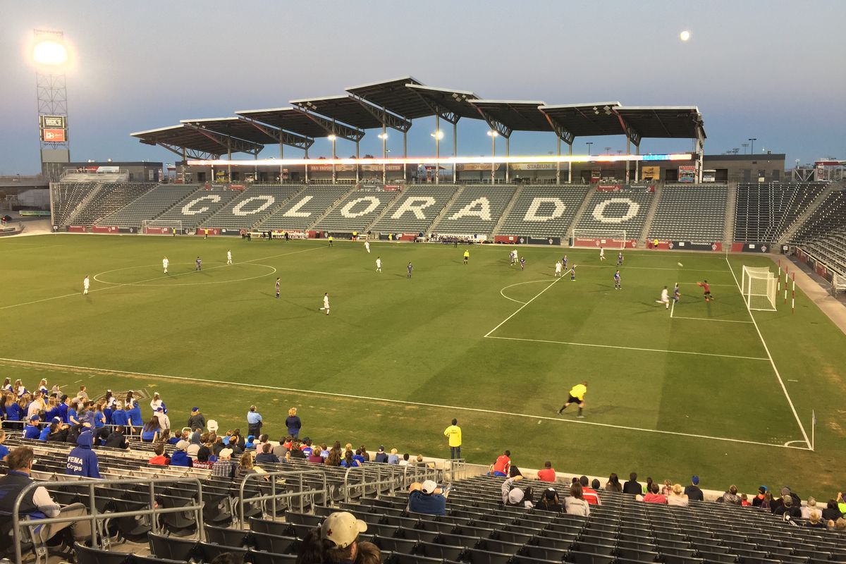 Boulder and Broomfield High Schools play at Dick’s Sporting Goods Park for the state championship under an almost full moon.