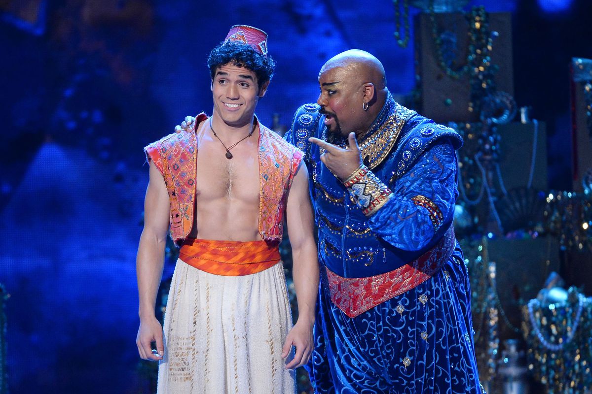 Pictured: Shaq and Jeff Turner perform a scene from Aladdin -- as stipulated in their contract w/ the Magic