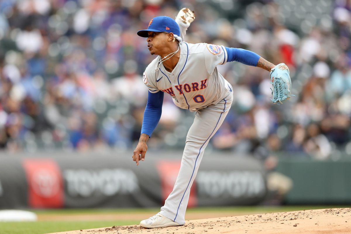 Starting pitcher Marcus Stroman #0 of the New York Mets throws against the Colorado Rockies during the second inning at Coors Field on April 18, 2021 in Denver, Colorado.