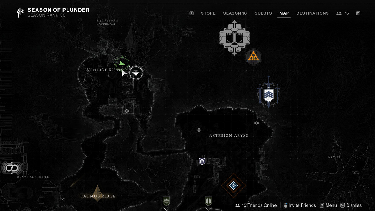 An image of the map of Europa in Destiny 2, hovering over buried treasure in Season of Plunder