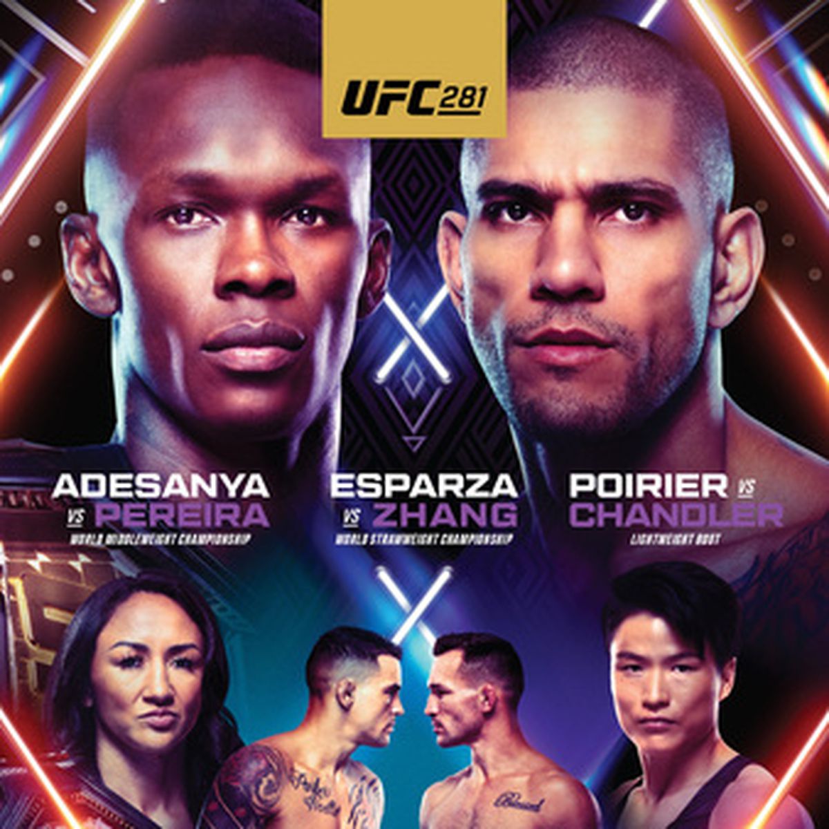 UFC 281, UFC PPV, UFC Fight Poster, Adesanya vs Pereira, Esparza vs Weili, Poirier vs Chandler, 