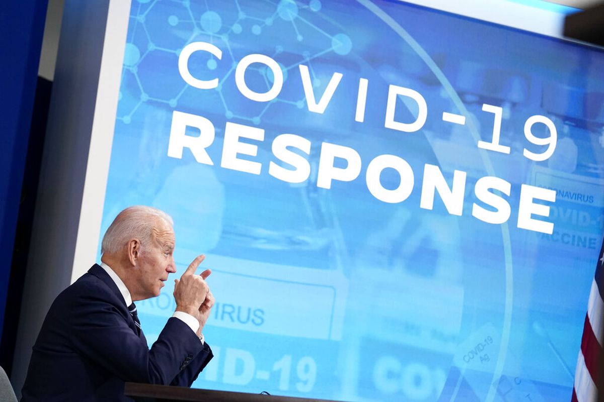President Joe Biden speaks about the government’s COVID-19 response