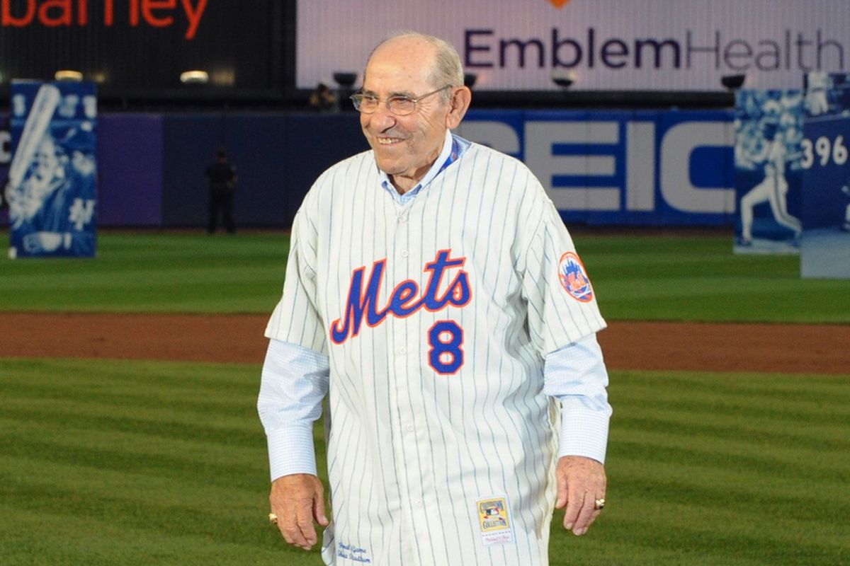 Yogi in 2008, 35 years after leading Mets to their second pennant.