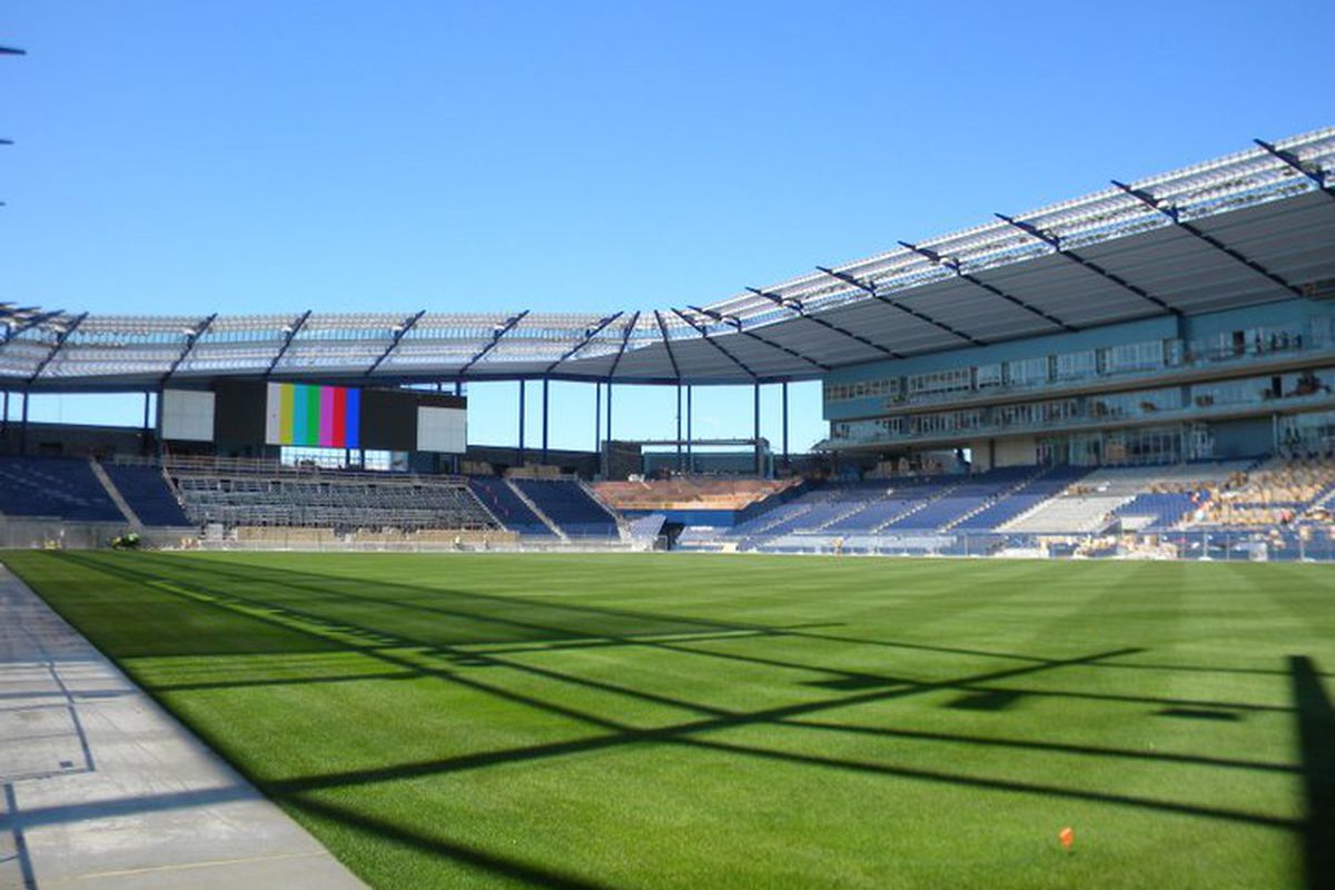 An inside view, looking from the northeast, of Livestrong Sporting Park. <em>Photo, courtesy of Sporting Kansas City.</em>