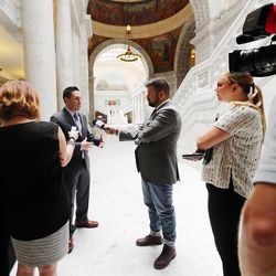 Utah State Elections Director Mark Thomas talks with members of the media at the Capitol in Salt Lake City on Tuesday, June 20, 2017, about the special election to replace Rep. Jason Chaffetz.