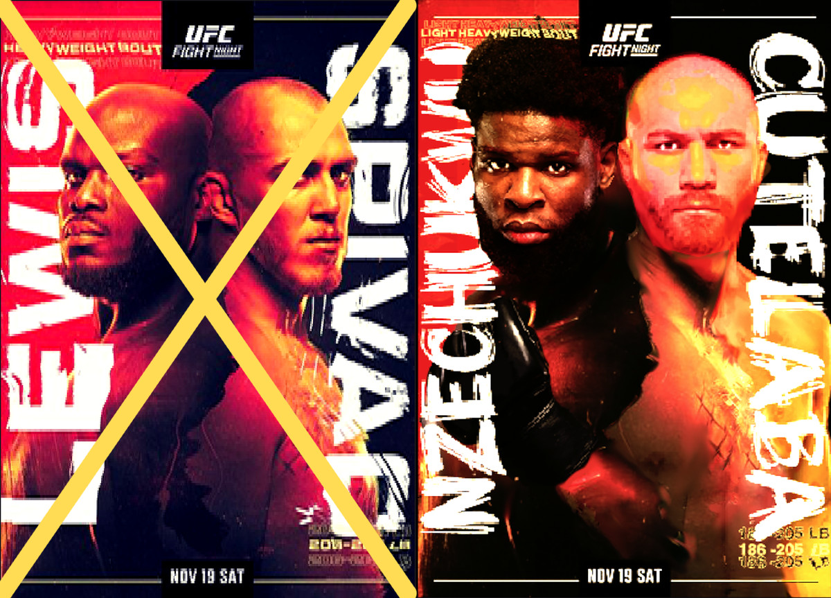 UFC Vegas 65, UFC Fight Night, Lewis vs Spivac Cancelled, Nzechukwu vs Cutelaba, Fight Poster Mock Up,