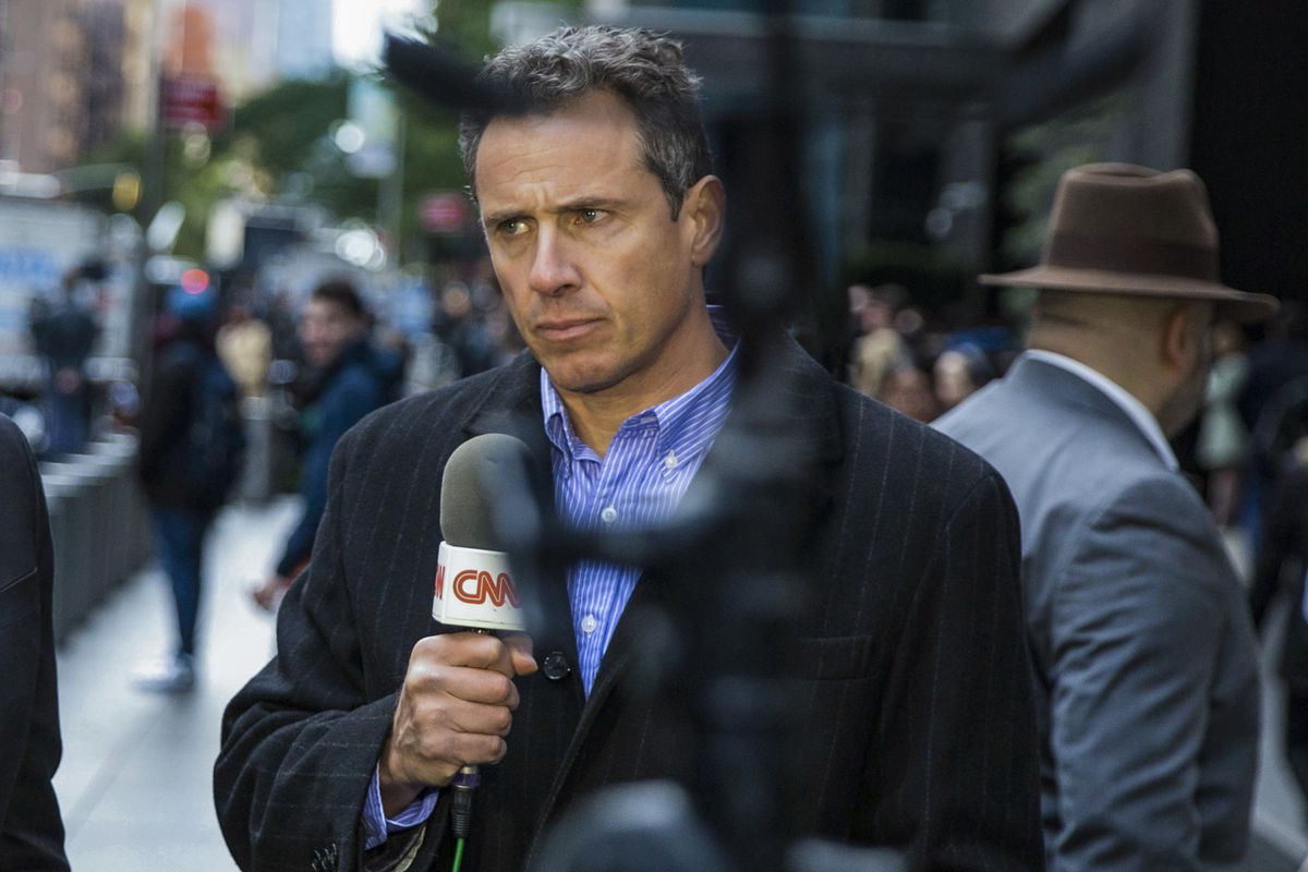 Chris Cuomo is pictured during on air report in front of the Time Warner Building in New York on Oct. 24, 2018. 