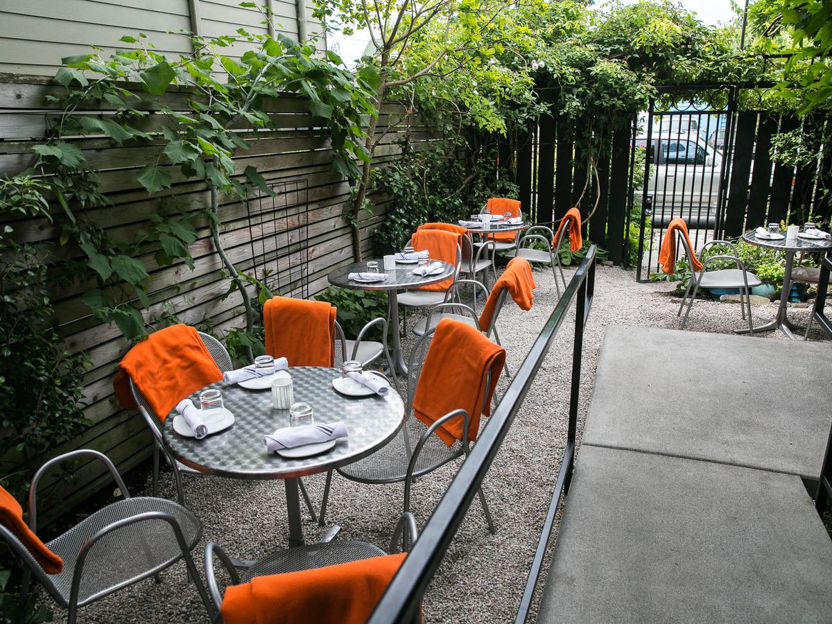 The outdoor patio at Ballard’s Brimmer and Heeltap.