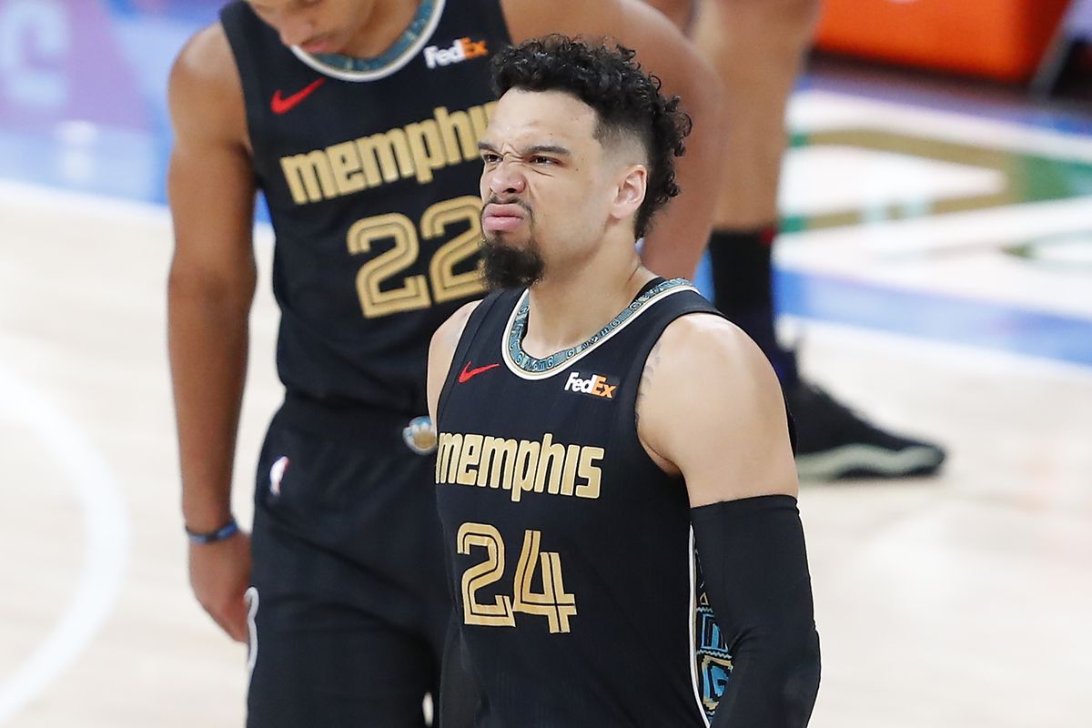 Memphis Grizzlies guard Dillon Brooks reacts before the start of the game against the Oklahoma City Thunder at Chesapeake Energy Arena.