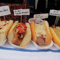 San Gennaro sausages by <a href="http://www.flickr.com/photos/62159569@N08/6174096770/in/pool-eater/">Scoboco</a>. <br />