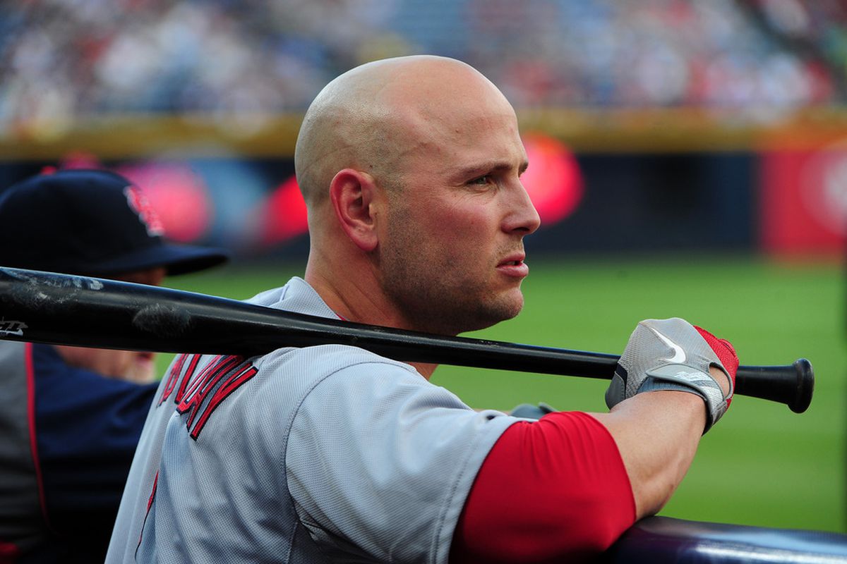 ATLANTA, GA - MAY 30: Matt Holliday #7 of the St. Louis Cardinals waits for a bit of the old ultraviolence against the Atlanta Braves at Turner Field on May 30, 2012 in Atlanta, Georgia. (Photo by Scott Cunningham/Getty Images)