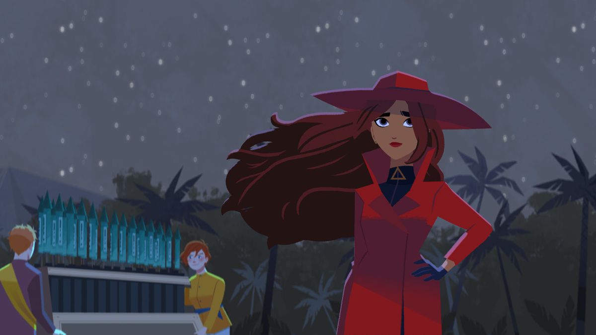 A still of Carmen Sandiego from the Netflix animated series