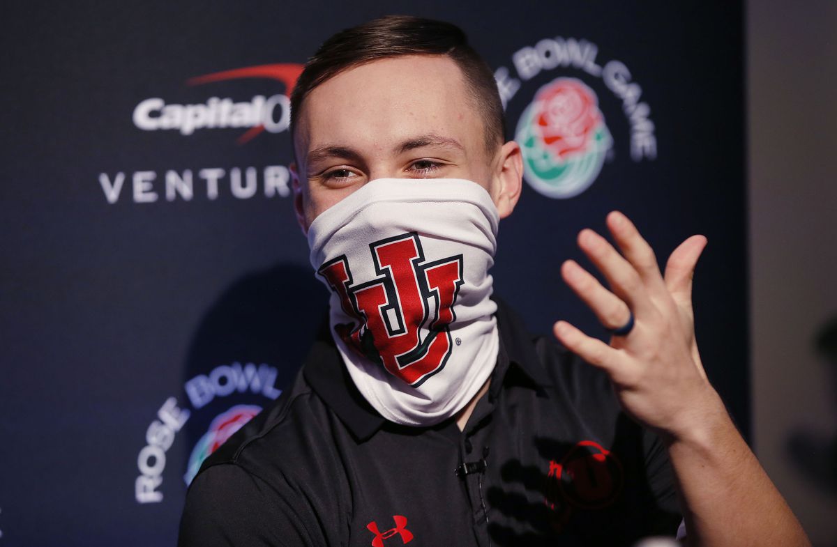 Utah Utes wide receiver Britain Covey speaks during a press conference in Los Angeles on Tuesday, Dec. 28, 2021, about the upcoming Rose Bowl.