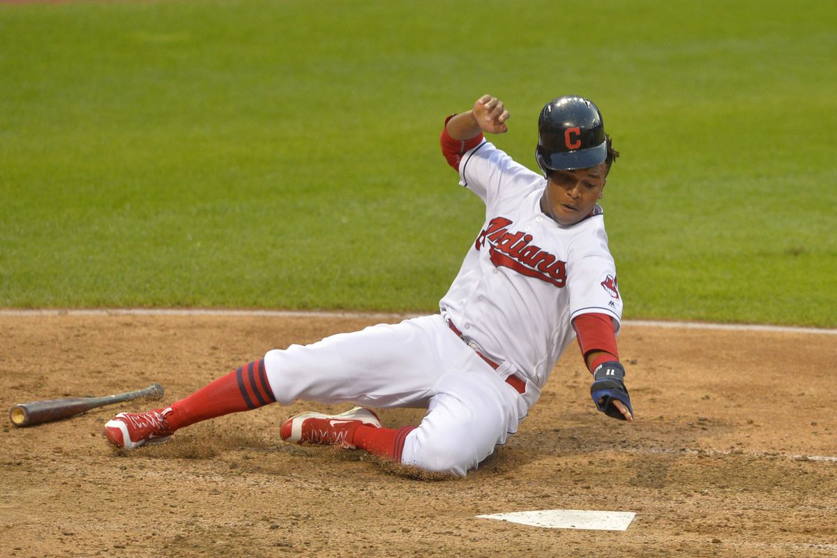 Jose Ramirez's helmet almost stayed on through the end of this play.