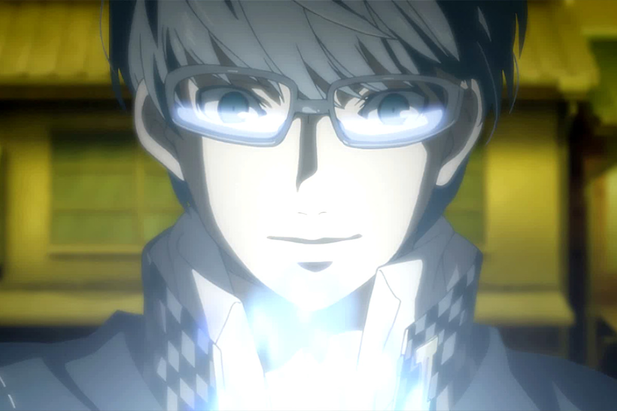 The main character of Persona 4 Golden glows with energy while wearing special eyeglasses
