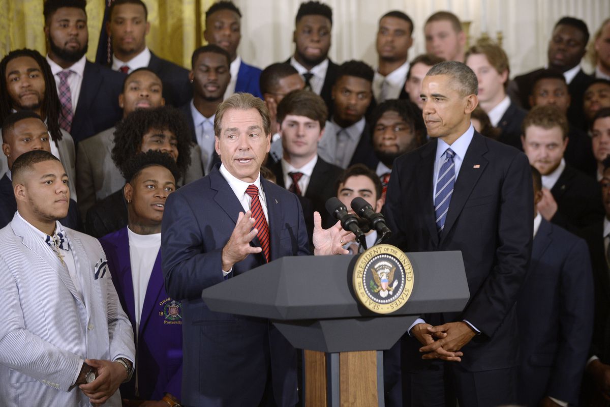 President Obama Hosts The College Football Playoff National Champion Alabama Crimson Tide
