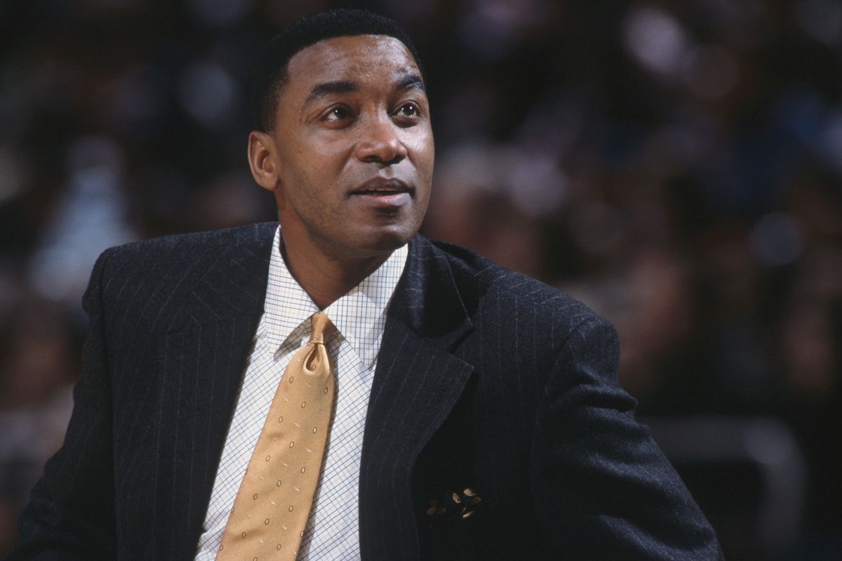 Head coach Isiah Thomas of the Indiana Pacers reacts to the NBA game