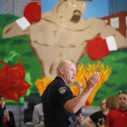 South Salt Lake City Police Chief Jeff Carruth talks about the boxing gym at the South Salt Lake Central Park Community Center on Thursday, Sept. 29, 2016. The state's latest report on intergenerational poverty released Thursday found one-third of Utahns experiencing intergenerational poverty are spending half of their household incomes on housing.