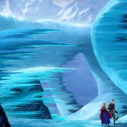 This image released by Disney shows Anna, voiced by Kristen Bell, left, and Kristoff, voiced by Jonathan Groff, in a scene from the animated feature "Frozen." 