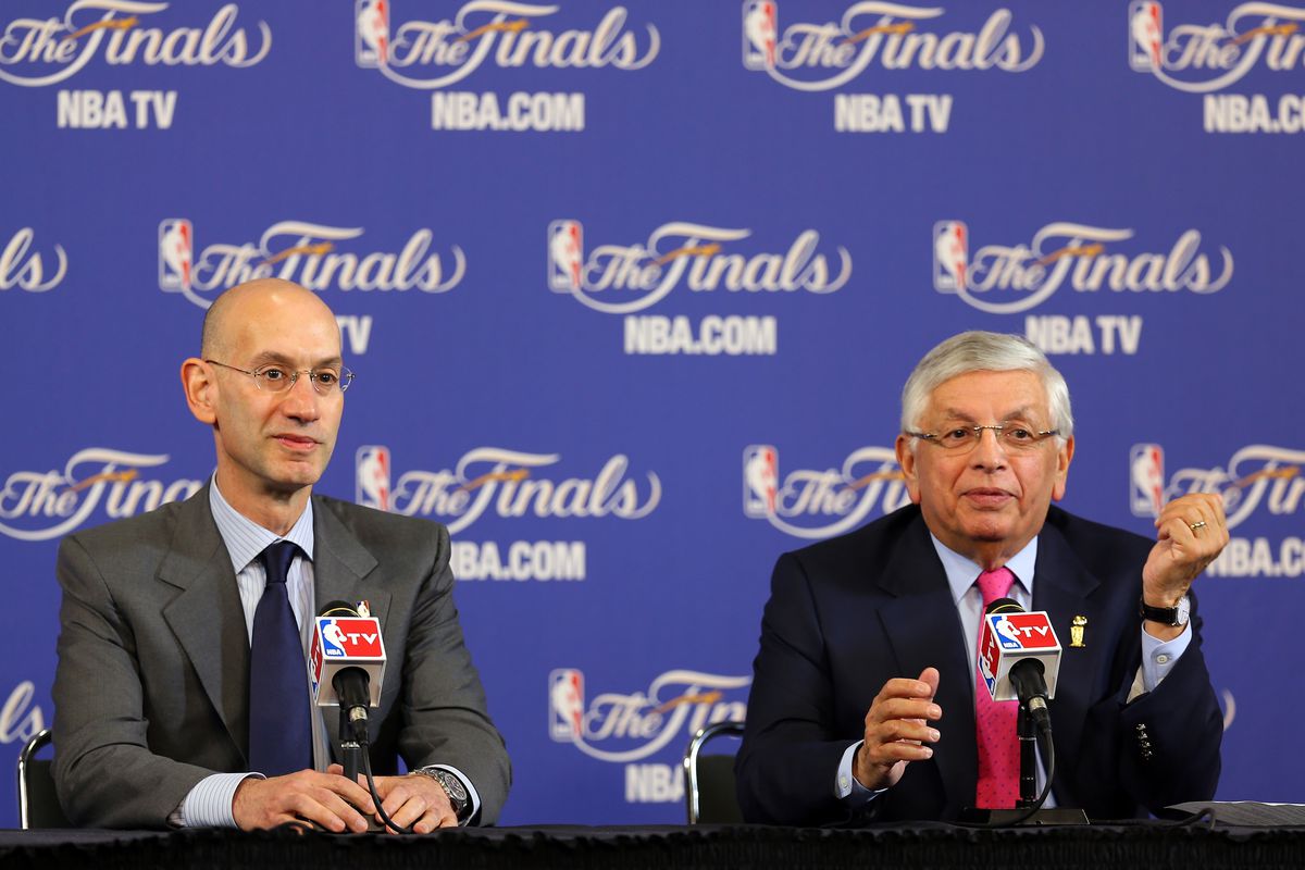 Incoming commish Adam Silver with the outgoing God-Emperor David Stern.