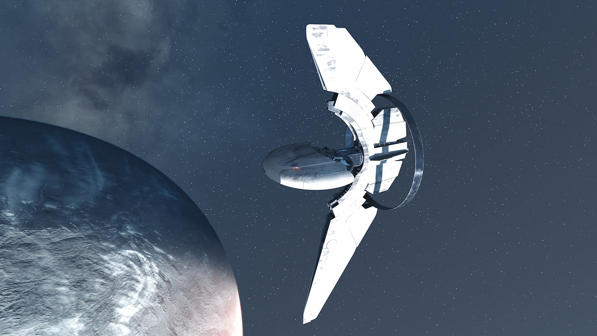Starfield Starborn Guardian ship in orbit around a planet