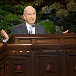 Elder Russell M. Nelson, Quorum of the Twelve Apostles speaks during the Sunday afternoon session of the 183rd Semiannual General Conference for the Church of Jesus Christ of Latter-day Saints Sunday, Oct. 6, 2013 inside the Conference Center.