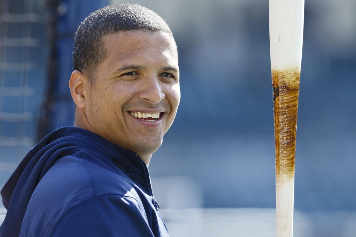 Team DJ Victor Martinez smiles while thinking about all the wonderful April in the D songs (probably)
