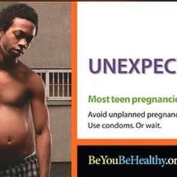 Several unnatural images have been produced by the Chicago Department of Health as a part of their campaign against teen pregnancy. The purpose of the photos is to highlight that teen pregnancy is not just a girl's responsibility.