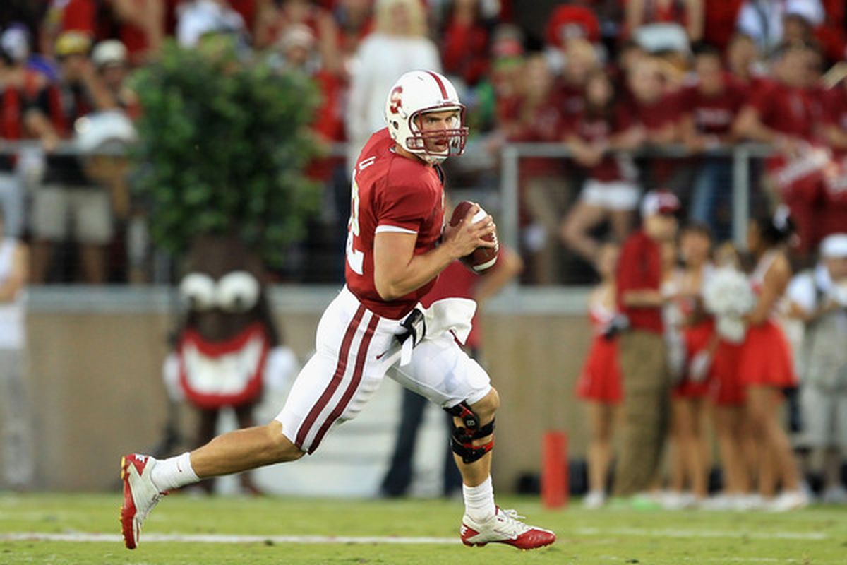 PALO ALTO, CA - OCTOBER 09:  Andrew Luck #12 of the Stanford Cardinal in action during their game against the USC Trojans at Stanford Stadium on October 9, 2010 in Palo Alto, California.  (Photo by Ezra Shaw/Getty Images)